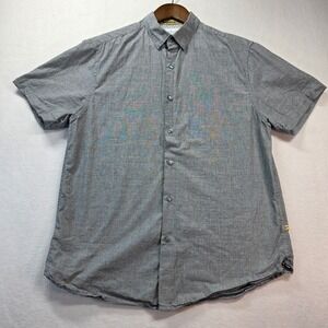 Denim & Flower Ricky Singh Men's Large Slim Fit Gray Cotton Short Sleeve Shirt